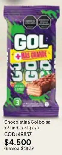 Nova Venta Gol chocolatina oferta
