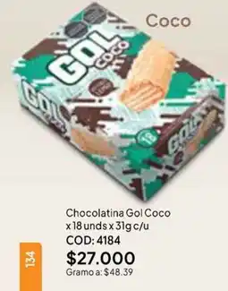 Nova Venta Gol Chocolatina Coco oferta