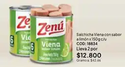 Nova Venta Zenu salchicha Viena sabor limón oferta