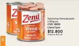 Nova Venta Zenú Salchichas Viena de pollo oferta