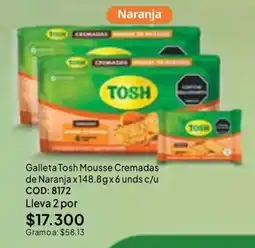 Nova Venta Tosh galleta mousse cremadas de naranja oferta