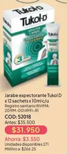 Nova Venta Tukol-d jarabe expectorante oferta