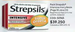 Nova Venta Strepsils Intensive miel y limón oferta
