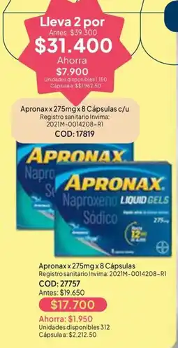 Nova Venta Apronax naproxeno sódico liquid gels oferta