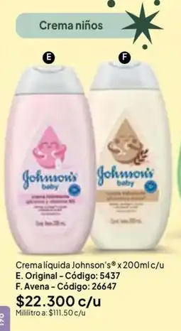 Nova Venta Johnson's baby Crema líquida oferta