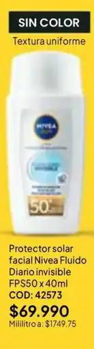 Nova Venta Nivea Protector solar facial Fluido Diario invisible oferta