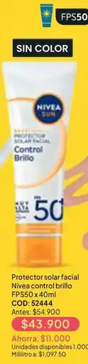 Nova Venta Nivea protector solar facial control brillo oferta
