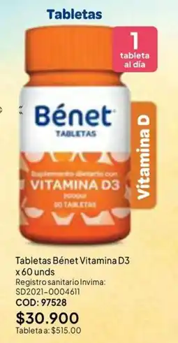 Nova Venta Bénet tabletas vitamina d3 oferta