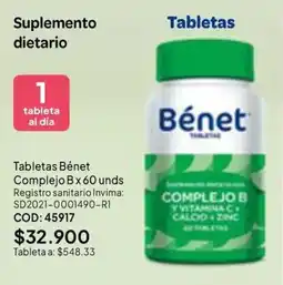 Nova Venta Bénet tabletas complejo b oferta
