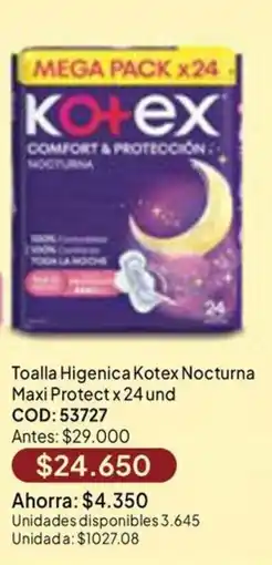 Nova Venta Kotex toalla higienica nocturna maxi protect oferta