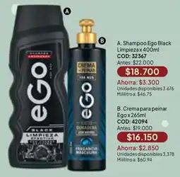 Nova Venta Ego shampoo black limpieza oferta