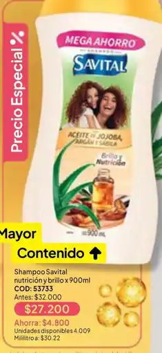Nova Venta Shampoo Savital nutrición y brillo oferta