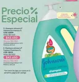 Nova Venta Johnson's shampoo hidratación intensa oferta