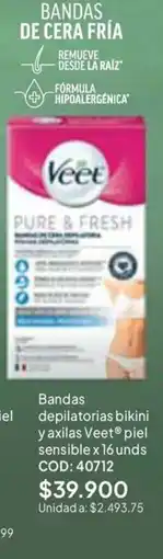 Nova Venta Veet bandas depilatorias bikini y axilas piel sensible oferta