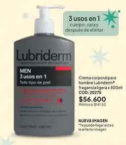 Nova Venta Lubriderm men 3 usos en 1 oferta