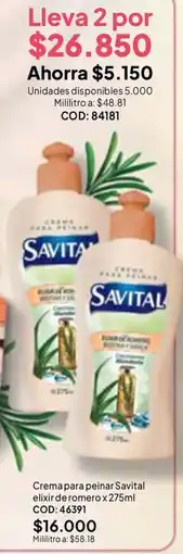 Nova Venta Savital crema para peinar elixir de romero oferta