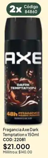 Nova Venta Axe fragancia dark temptation oferta