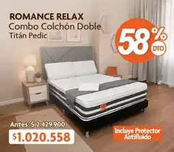 Alkosto Romance relax - combo colchón doble titán pedic oferta