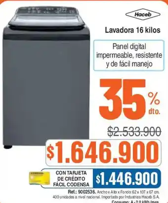 Haceb lavadora 16 kilos
