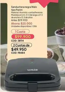 Nova Venta Panini - sanduchera negra walo tipo oferta
