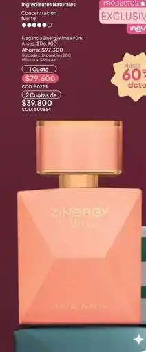 Nova Venta Exclusiv - fragancia zinergy alma x 90ml oferta