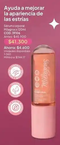 Nova Venta Control - sérum corporal milagros x 120ml cod: 39106 oferta