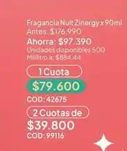 Nova Venta Fragancia nuit zinergy x 90ml cod: 42675 oferta