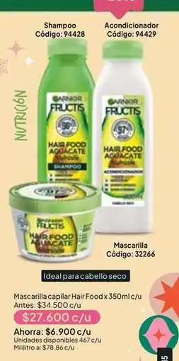 Nova Venta Fructis - mascarilla capilar hair food x 350ml c/u oferta