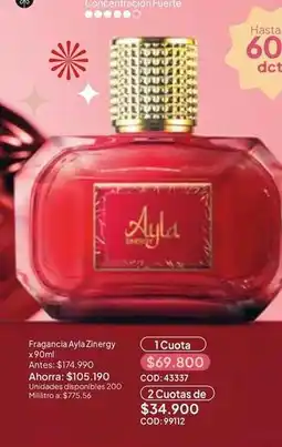 Nova Venta Fragancia ayla zinergy x 90ml oferta
