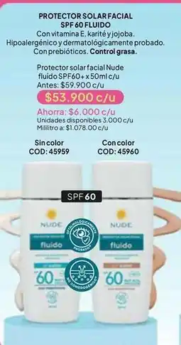 Nova Venta Solar - protector solar facial spf 60 fluido oferta