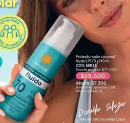 Nova Venta Nude - protector solar corporal spf70 x 190ml cod: 55063 oferta