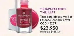 Nova Venta Essence - tinta para labios y mejillas tono 01 x 4.9ml cod: 46233 oferta