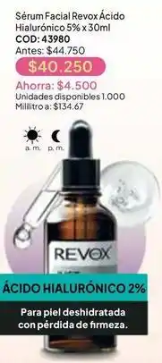 Nova Venta Piel - sérum facial revox ácido hialurónico 5% x 30ml cod: 43980 oferta