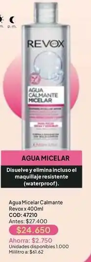 Agua micelar calmante revox x 400ml