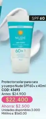 Nova Venta Nude - protector solar para cara y cuerpo spf60+ x 40ml cod: 43693 oferta