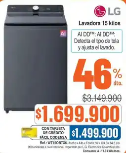 Alkosto Lg lavadora 15 kilos oferta