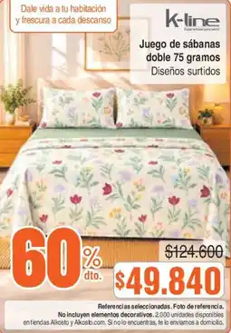 Alkosto K-line Juego de sábanas doble oferta