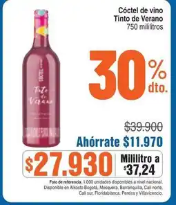 Alkosto Nacional - cóctel de vino tinto de verano oferta