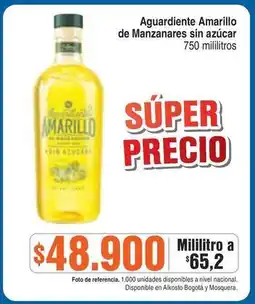 Alkosto Nacional - aguardiente amarillo de manzanares sin azúcar oferta