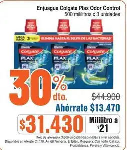 Alkosto Colgate - enjuague plax odor control oferta