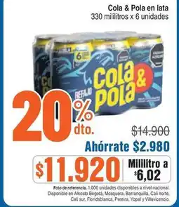 Alkosto Nacional - cola & pola en lata oferta