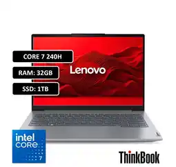 Falabella PORTATIL ThinkBook 14, Intel Core 7 240H, SSD 1 TB, DDR5 32GB, NO DVD, Pantalla 14 WIN11 PRO oferta