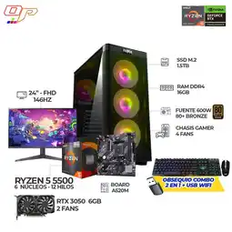 Falabella COMPUTADOR GAMER RYZEN 5 5500+ RTX 3050- RAM 16GB- 1.5TB + MONITOR 24 FHD 146HZ oferta