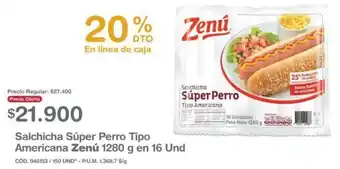 Makro Salchica Súper Perro Tipo Americana Zenú 1280g oferta