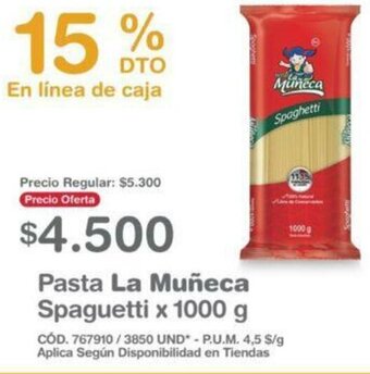 Makro Pasta La Muñeca Spaguetti 1000g oferta