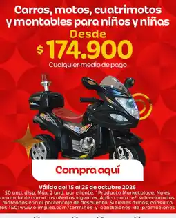 Olímpica Es - carros, motos, cuatrimotos y montables para niños y niñas oferta
