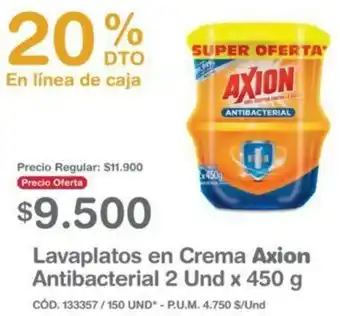 Makro Lavaplatos en Crema Axion Antibacterial 2 Und x 450g oferta
