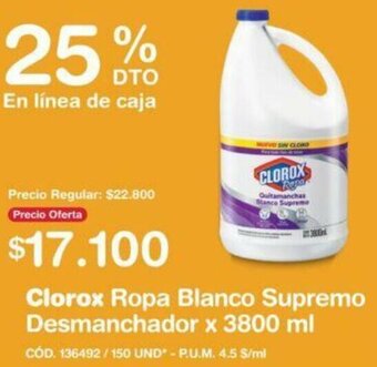 Makro Clorox Ropa Blanco Supremo Desmanchador 3800ml oferta