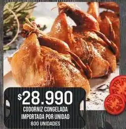 Jumbo Codorniz congelada importada por unidad oferta