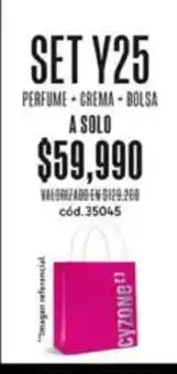 Cyzone Set y25 perfume - crema - bolsa oferta
